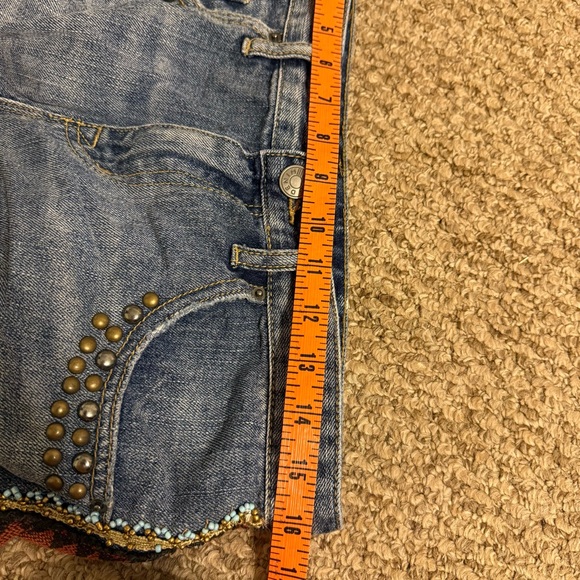Urban Outfitters BDG Beaded Studded Y2K Distressed Jean Short Size 26 Festival - Picture 8 of 10